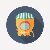 Retro lemonade shop flat round icon with long shadows