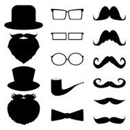 Set mustache hats glasses