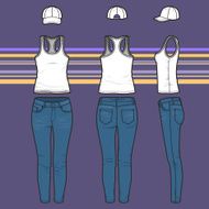 Racer top cap and jeans set