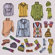 Fashion Sketchy Females knitted clothing set Sticker
