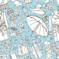 Females outerwear accessories rain seamless pattern Outline Sket N2