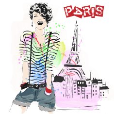 Fashion girl in sketch-style N162