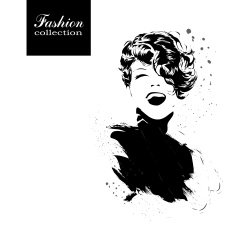Fashion girl in sketch-style N163