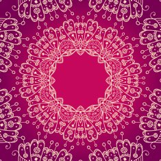 Abstract vector floral mandala frame on the pink background