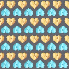 Amazing poly heart yellow-blue vintage geometric pattern