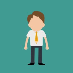 Man wearing a shirt neck tie pencil shape Idea Flat