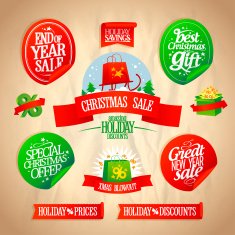 New year and Christmas sale designs collection