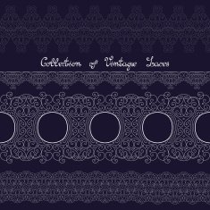 Vector Set of Vintage Template with Ornate Laces N5