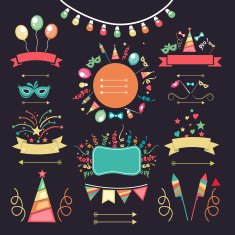 Set of colorful party celebration elements