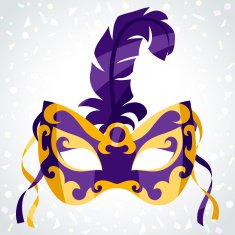 Festive carnival mask on background of confetti N4