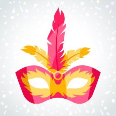 Festive carnival mask on background of confetti N5