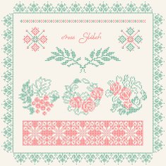 Cross stitch Embroidered frame in folk style N4