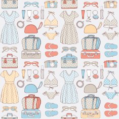 Travel seamless pattern Women's things for traveling