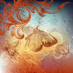 Grunge design with butterflies
