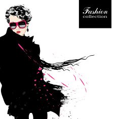 Fashion girl in sketch-style N165