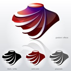 Symbol in shape of bust with diagonal arcs like folds