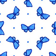 Sky blue vector seamless pattern with bow Watercolor graphical texture