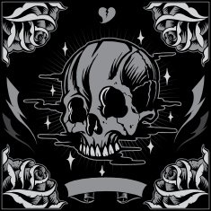 Skull Roses frame Ribbon and Thunder