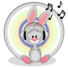 Bunny with headphones N2