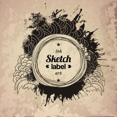Fashion ink drawing splash elements label