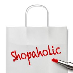 shopaholic word written by red lipstick