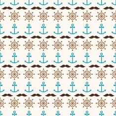 Seamless sea background of anchors hand wheels and mustache