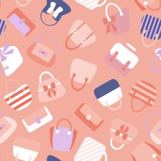 Collection of Retro Woman Bags Seamless Background N2