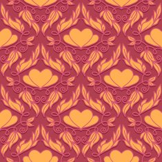 Retro Seamless Pattern with Decorative Hearts