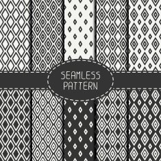 Set of monochrome geometric seamless pattern with rhombus Background Tiling N2