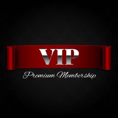 Vip text on red ribbon vector illustration