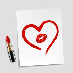 heart drawn in lipstick and lip imprint N2