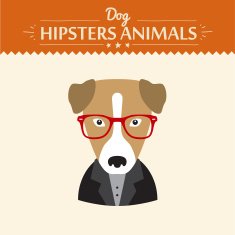 Hipster character elements for nerd puppy dog with customizable face