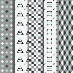 Set of abstract geometrical Aztec seamless patterns N2