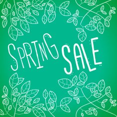 Spring sale poster with leaves and typography
