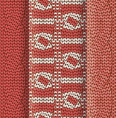 Double cabled knitted pattern red and white