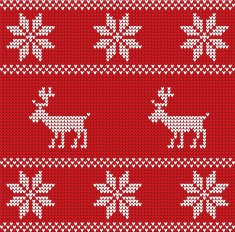 Red knitted sweater with deer seamless pattern