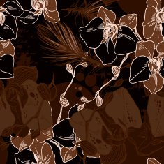 Oriental background with flowers and feathers