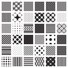 Monochrome set of geometric patterns Only black and white colors