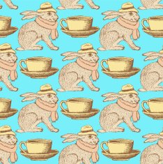 Sketch hare and cup in vintage style N2