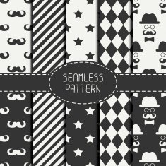 Set of hipster fashion geometri seamless pattern with mustache Background