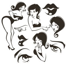 vector collection of pinup girls and faces
