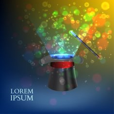 Magician Top hat with fireworks vector N7