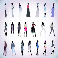 Set of high fashion women colored