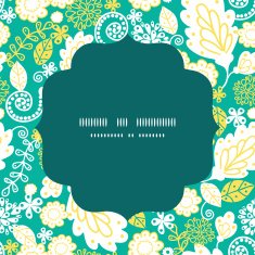 Vector emerald flowerals circle frame seamless pattern background
