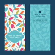 Vector colorful branches vertical frame pattern invitation greeting cards set N3
