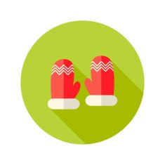 Christmas Red Santa Claus Gloves Flat Icon