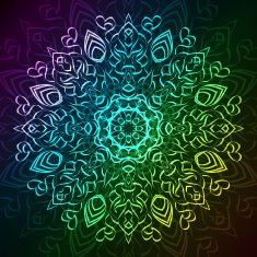 Abstract ornamental round tribal lace pattern on black background