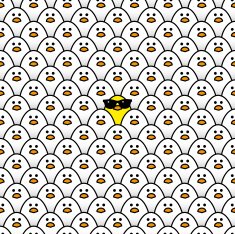 Cool Yellow Chick in Sunglasses surrounded by Chicks N2