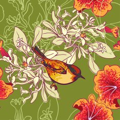 Seamless floral background with petunia N3