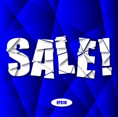 Sale Cut Paper Poster on Blue Background